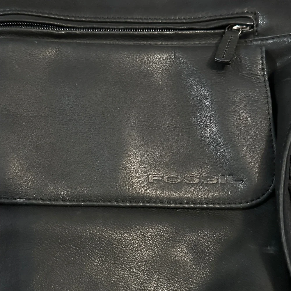 Fossil Leather Laptop Tote Bag. Leather shows some spots and wear See photos